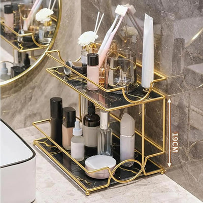 Golden metal makeup organizer