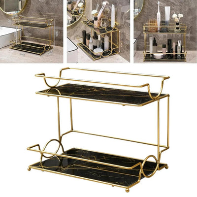 Golden metal makeup organizer