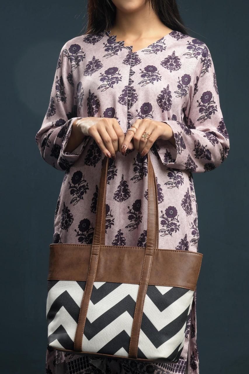 Women leather printed Tote bags