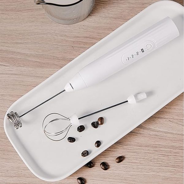 2 In 1 Electric Milk Frother Whisk Egg Beater Usb Rechargeable Coffee Blender Household Milk Shaker Mixer