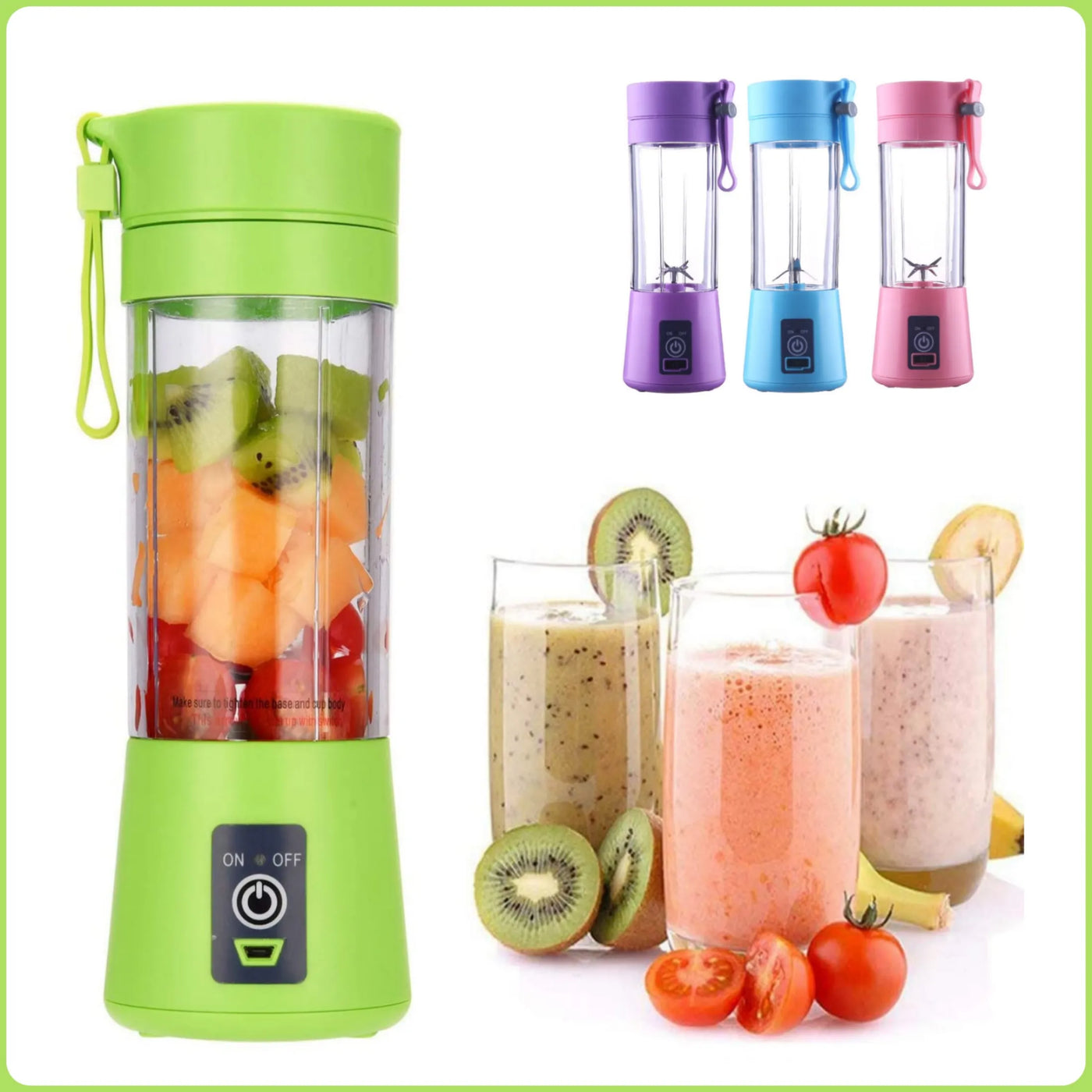 6 Blades Electric Blender Mini Portable Juicer Usb