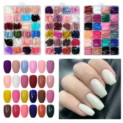 Pack Of 144 Artificial Nails Without Nail Glue, Beautiful Fancy Fake Nails (random Color)