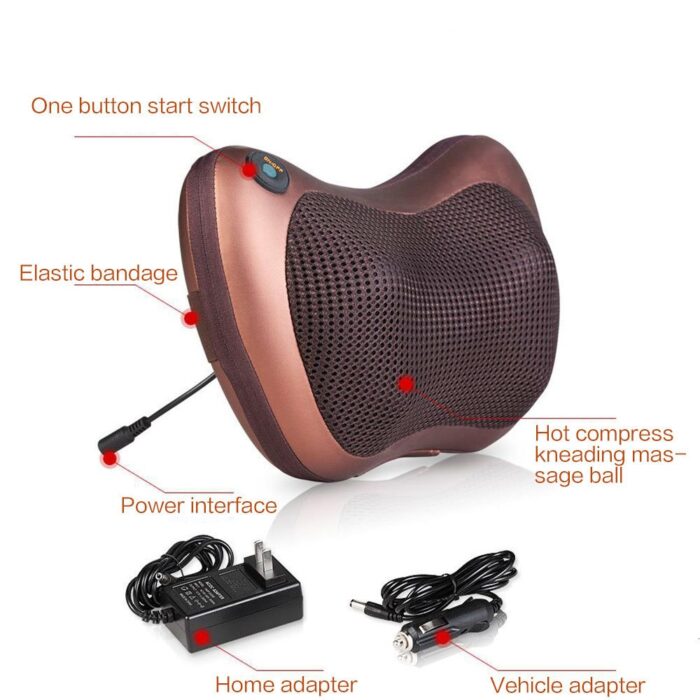 Multi-Function Electric Cervical Body Massage Pillow with Deep-Kneading Heated Massage Nodes