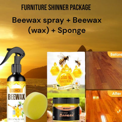 Beewax Spray (120ml) + Beewax 85g(wax) + Sponge Beeswax Furniture Polish And Cleaner