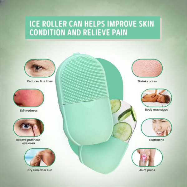 Ice Roller Facial Massage | Silicone Cleansing Ice Lattice | Ice Cube Roller With Scrub –(withbox ) Random Color