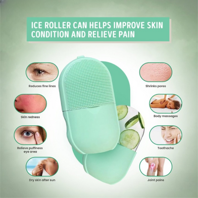 Ice Roller Facial Massage | Silicone Cleansing Ice Lattice | Ice Cube Roller With Scrub –(withbox ) Random Color