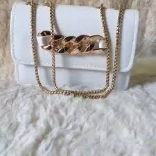 Leather Hand Bag with long chain strap