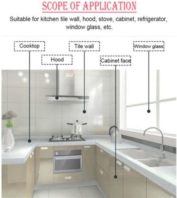 Transparent Kitchen Oil-proof Wall Sticker Heat-resistant Self-adhesive 200 X 60cm